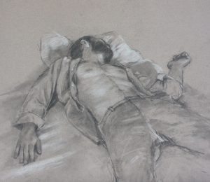 George Strasburger, Aaron, 2025, pencil and chalk, 16 x 20 in