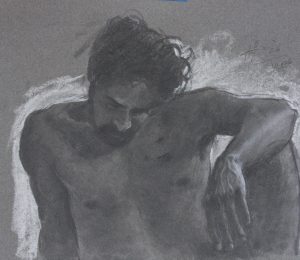 George Strasburger, Ivan, 2025, pencil and chalk, 12 x 16 in.,