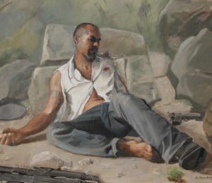 George Strasburger, The Trafficker, 2016, oil 36 x 44 in